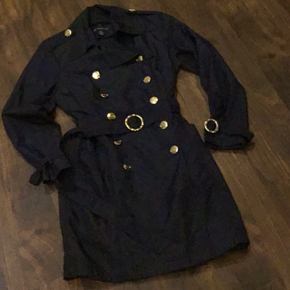 Navy w/ Gold Double-Breasted Rain Jacket